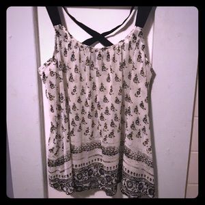 Sheer Black & White Tank Top Boho Straps